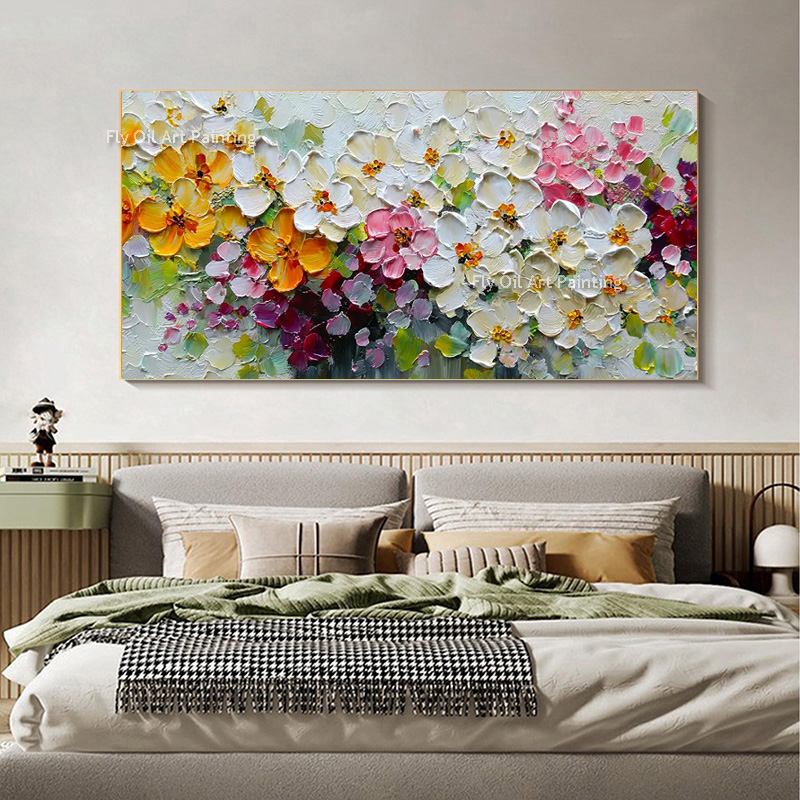 Painting Knife Palette - Vibrant Mixed Spring Floral Impasto Oil