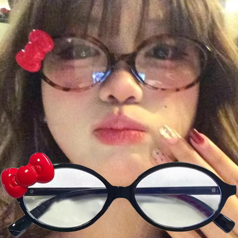 Art Craft Glasses - Y2K Red Bow Oval Glasses Red