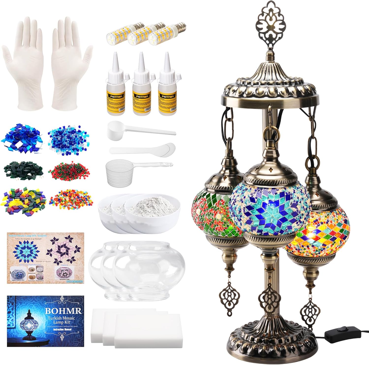 Art Craft Usa - DIY 3 Globe Turkish Mosaic Lamp