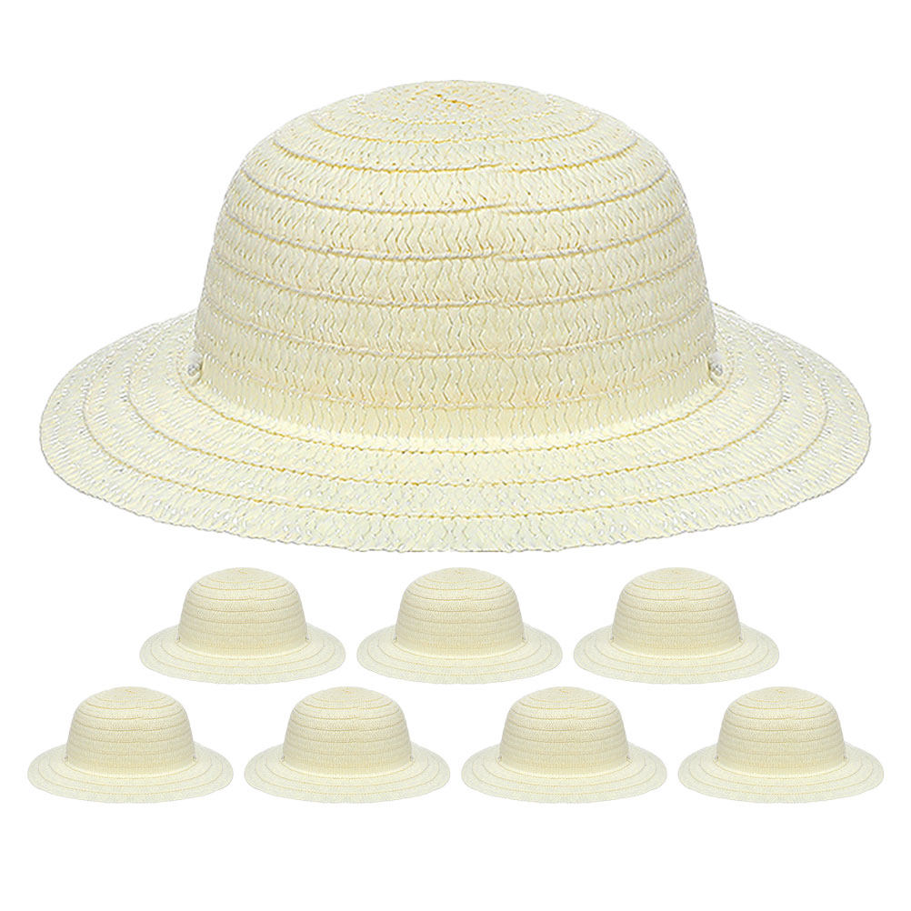 8Pcs DIY Kids Straw Hats White - Art Craft Hat recension och pris