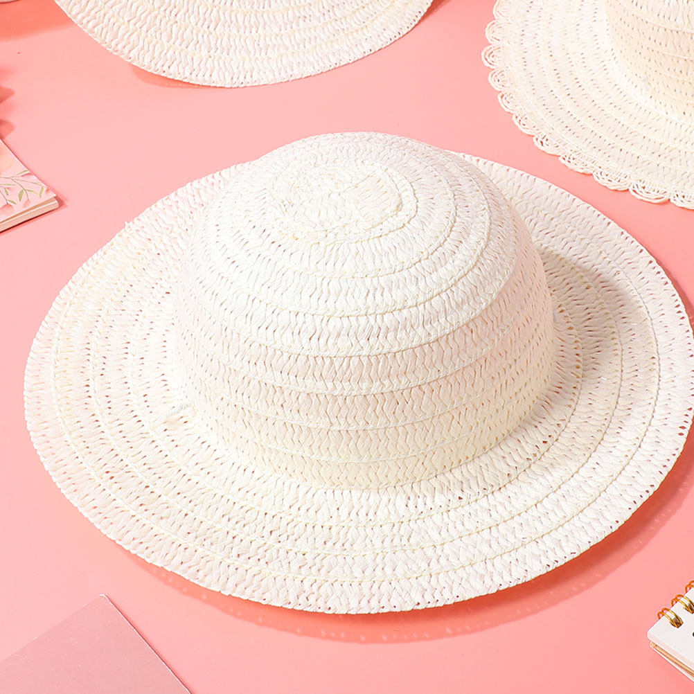 8Pcs DIY Kids Straw Hats White - Art Craft Hat recension och pris