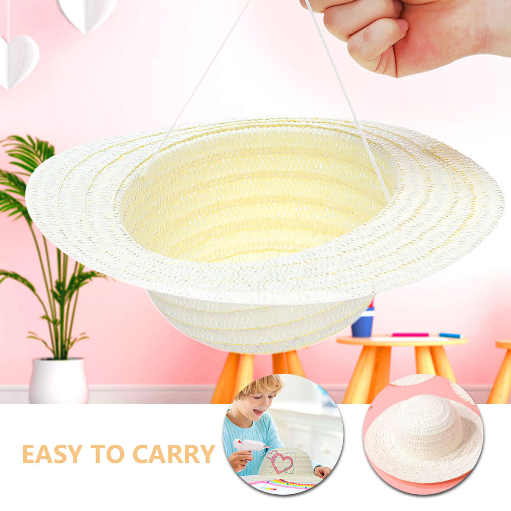 8Pcs DIY Kids Straw Hats White - Art Craft Hat recension och pris