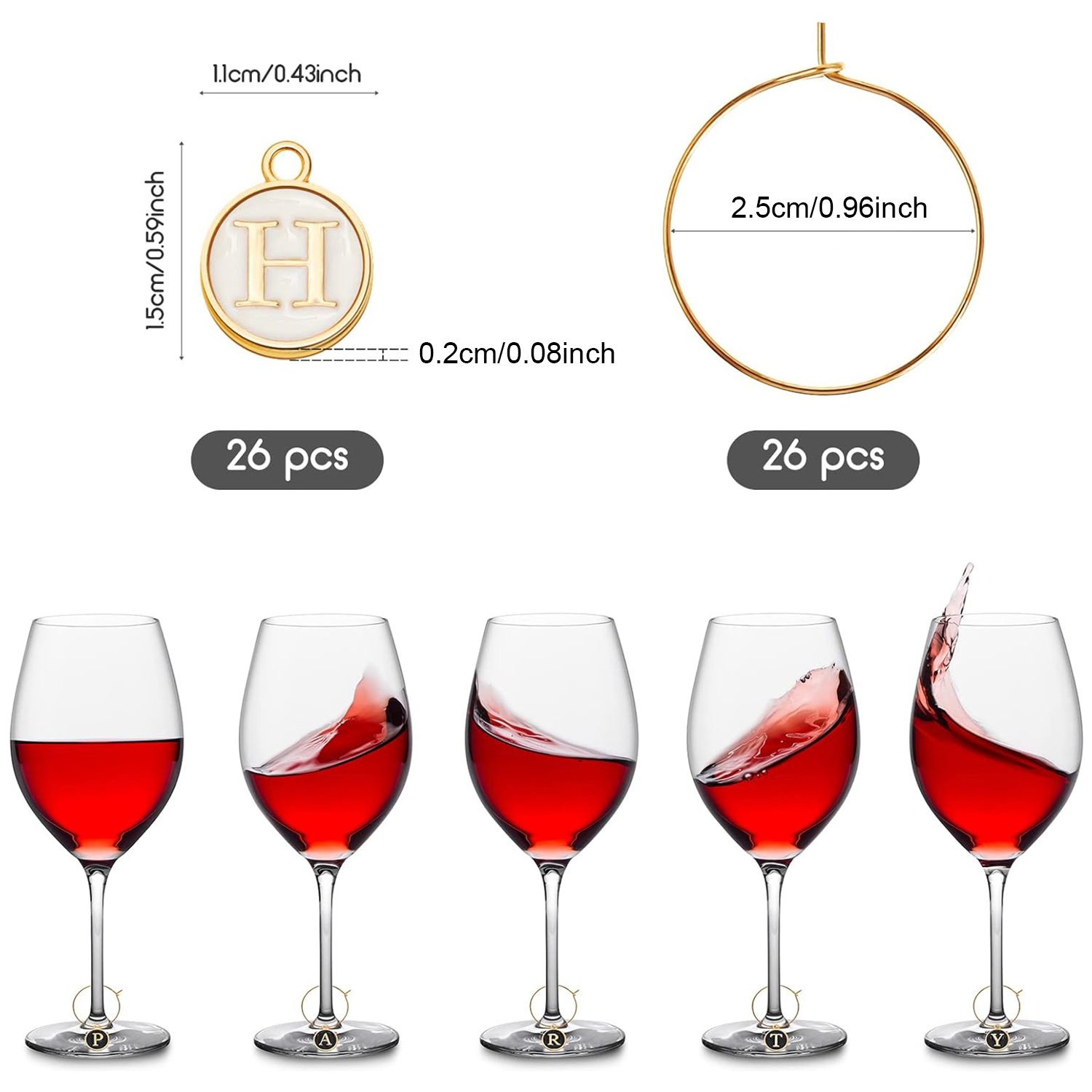 26Pcs Wine Charms for Stem Gla - Art Craft Glasses recension och pris