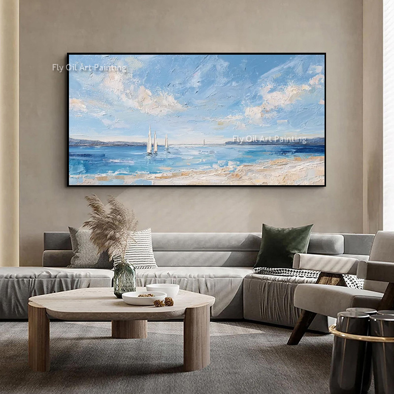 Bright Ocean Sailboat Impasto  - Painting Knife Palette recension och pris
