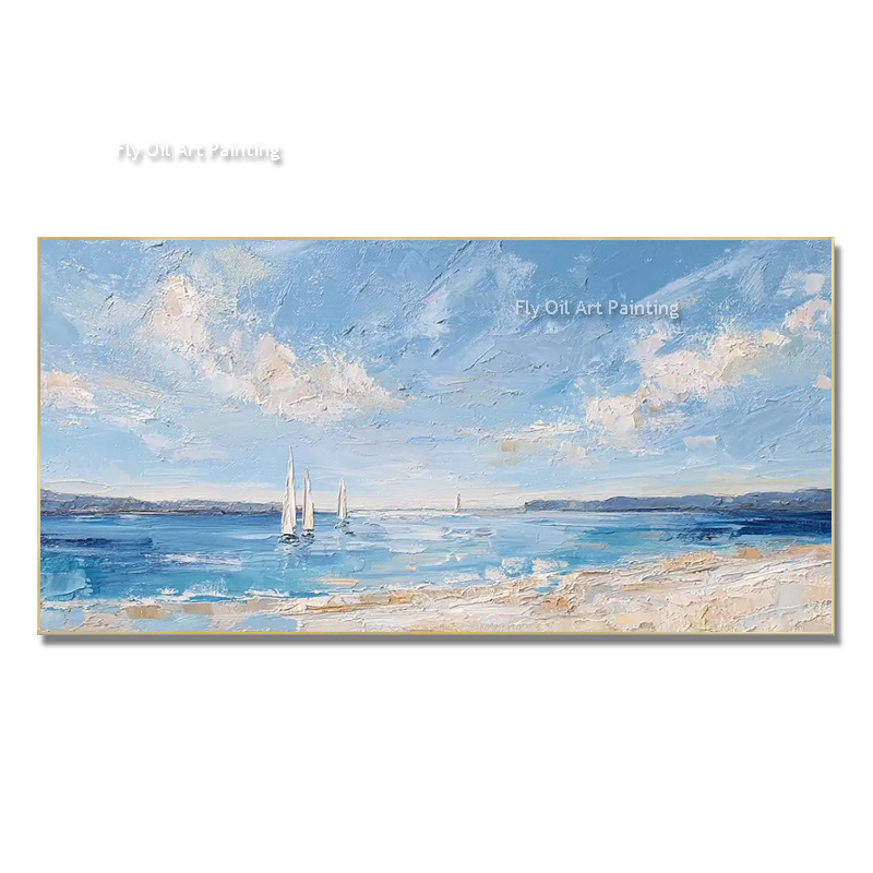 Bright Ocean Sailboat Impasto  - Painting Knife Palette recension och pris