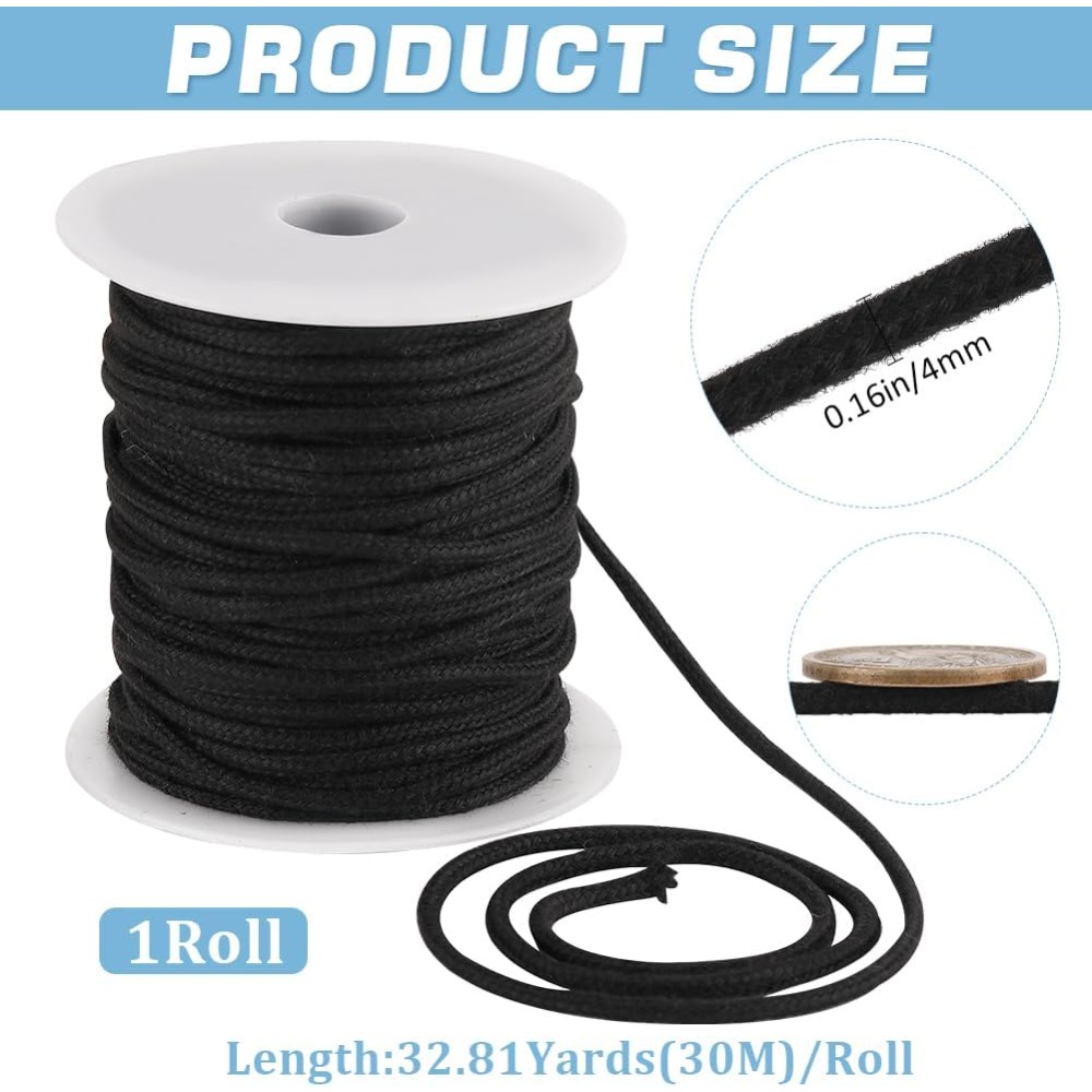 4mm 33Yards Black Cotton Rope  - Macrame Cord Cotton recension och pris