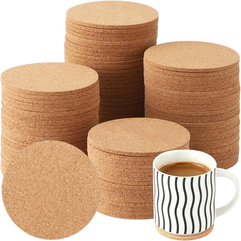 Natural Wooden Round Cork Coas - Art Craft Table recension och pris