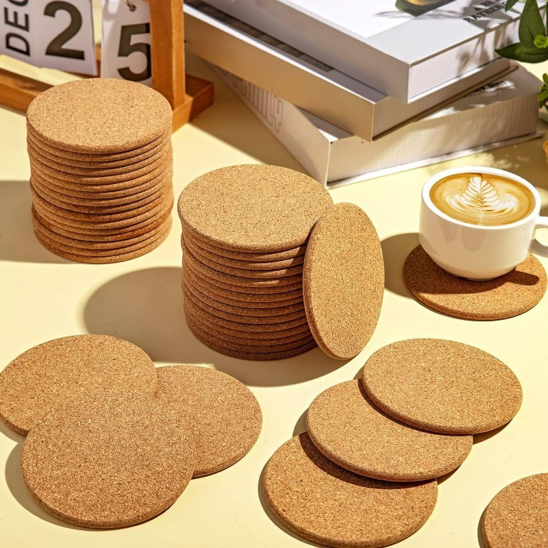 Natural Wooden Round Cork Coas - Art Craft Table recension och pris