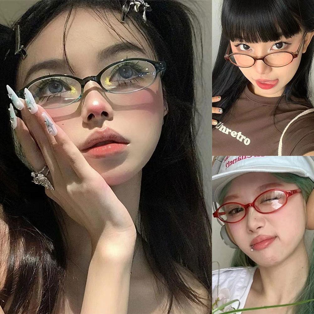 Women Retro Oval Glasses Y2K J - Art Craft Glasses recension och pris