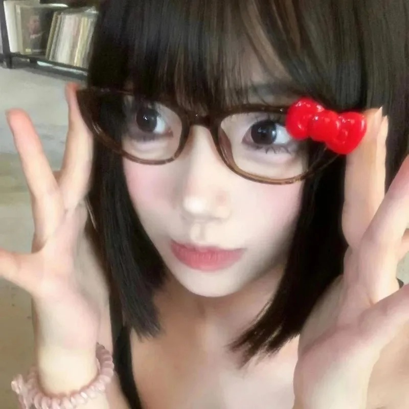 Y2K Red Bow Oval Glasses Red L - Art Craft Glasses recension och pris
