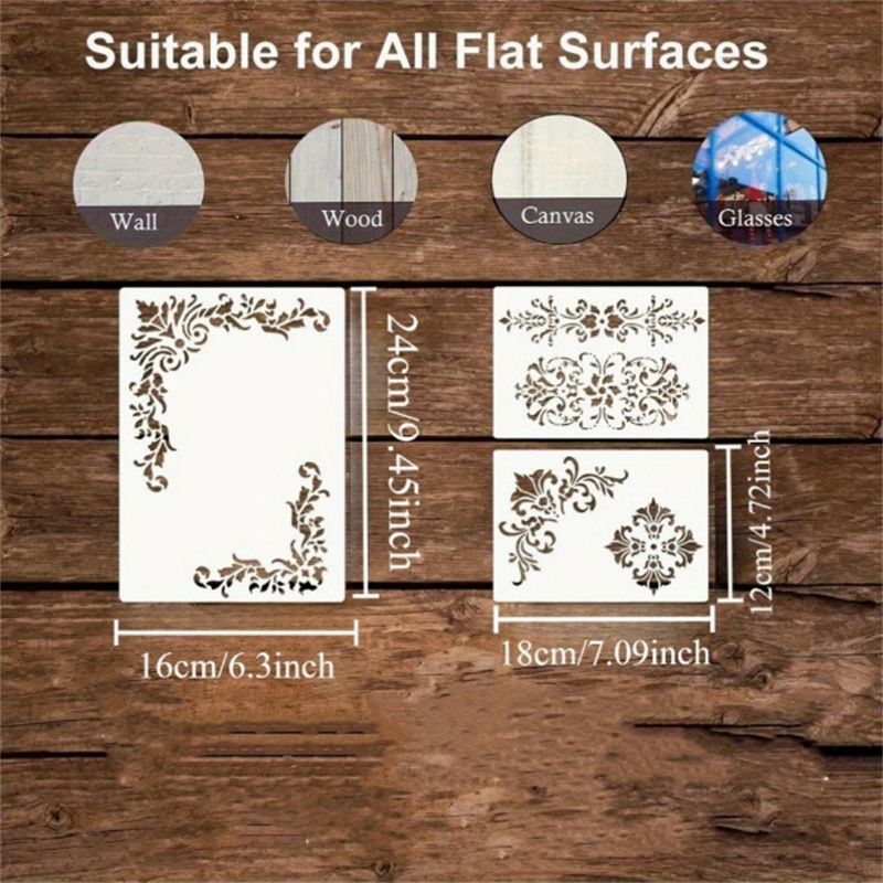 6Pcs Floral Corner Stencils fo - Art Craft Furniture recension och pris