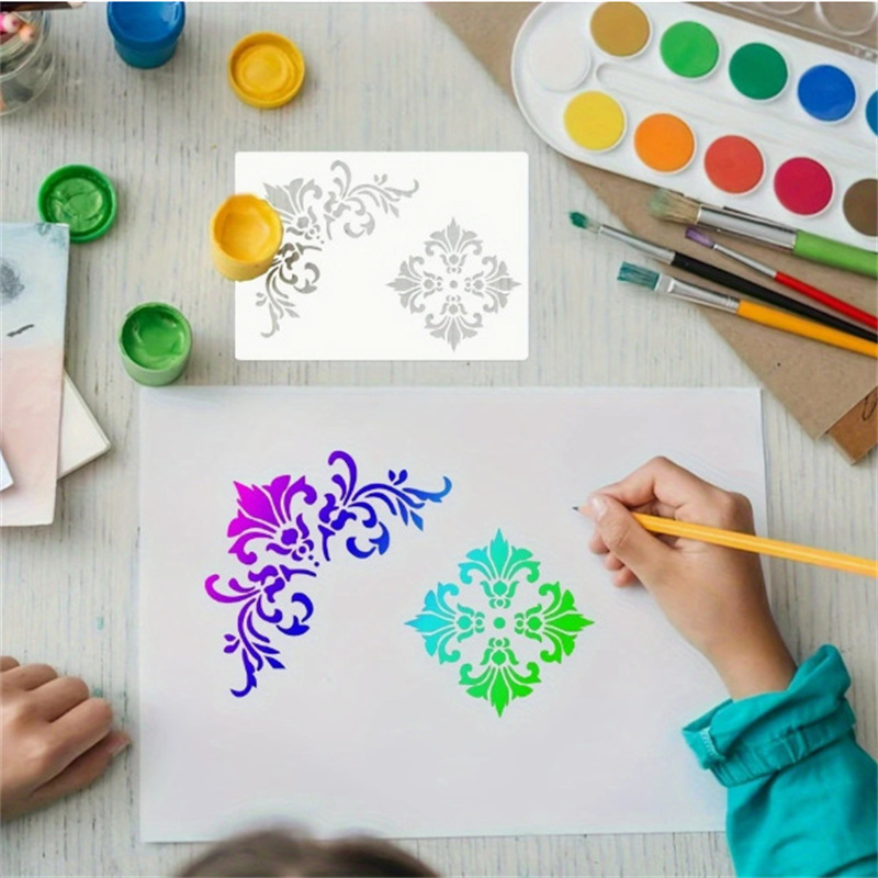 6Pcs Floral Corner Stencils fo - Art Craft Furniture recension och pris