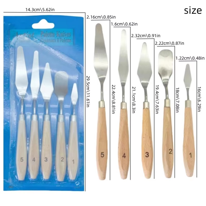 5Pcs Wooden Handle Painting Pa - Painting Knife Palette recension och pris